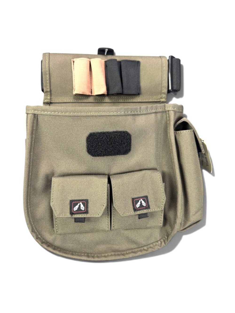 GPS Deluxe Double Shell Pouch Rugged Shooting Range Bag Adjustable Belt Olive